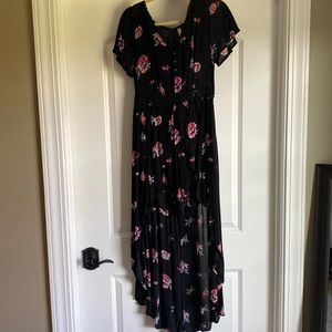 Black floral romper with built in skirt